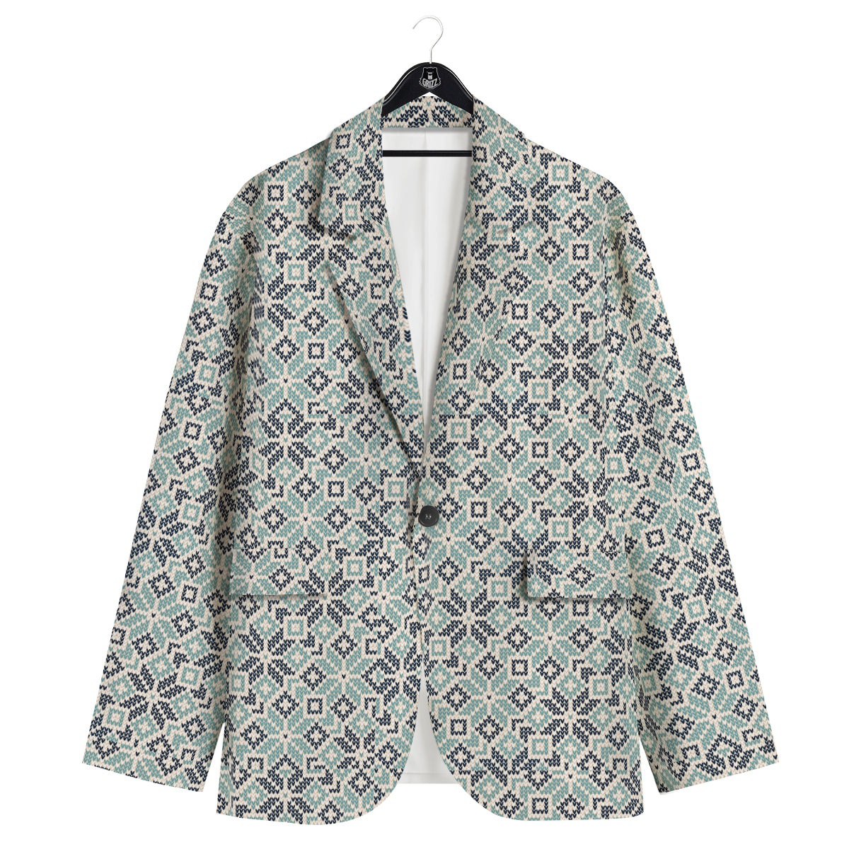 Knitted Snow Print Pattern Men's Sport Coat-grizzshop