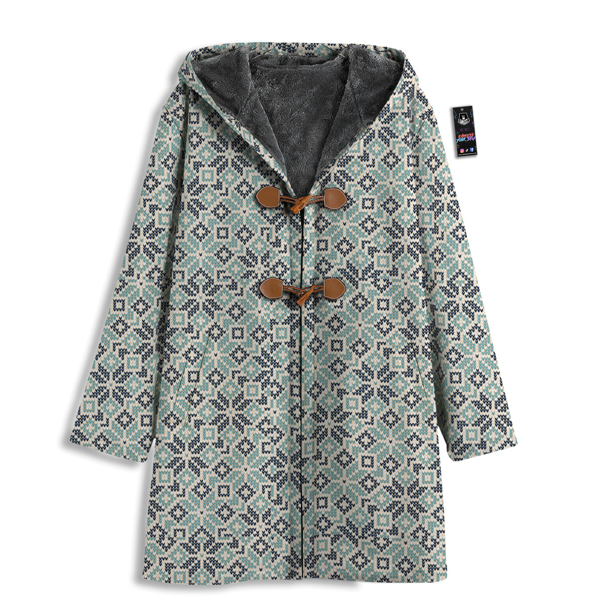 Knitted Snow Print Pattern Men's Windbreaker Jacket-grizzshop