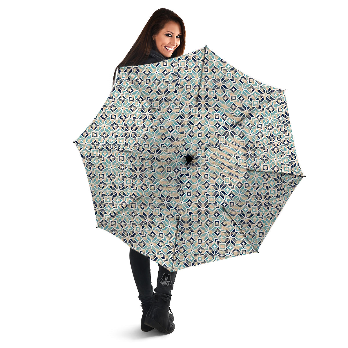 Knitted Snow Print Pattern Umbrella-grizzshop