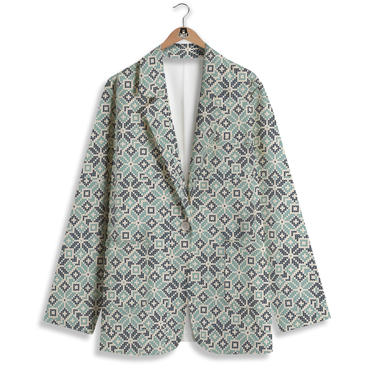 Knitted Snow Print Pattern Women's Blazer-grizzshop