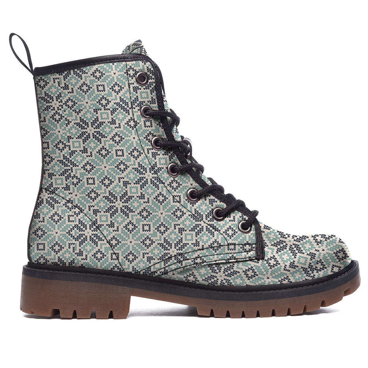 Knitted Snow Print Pattern Work Boots-grizzshop