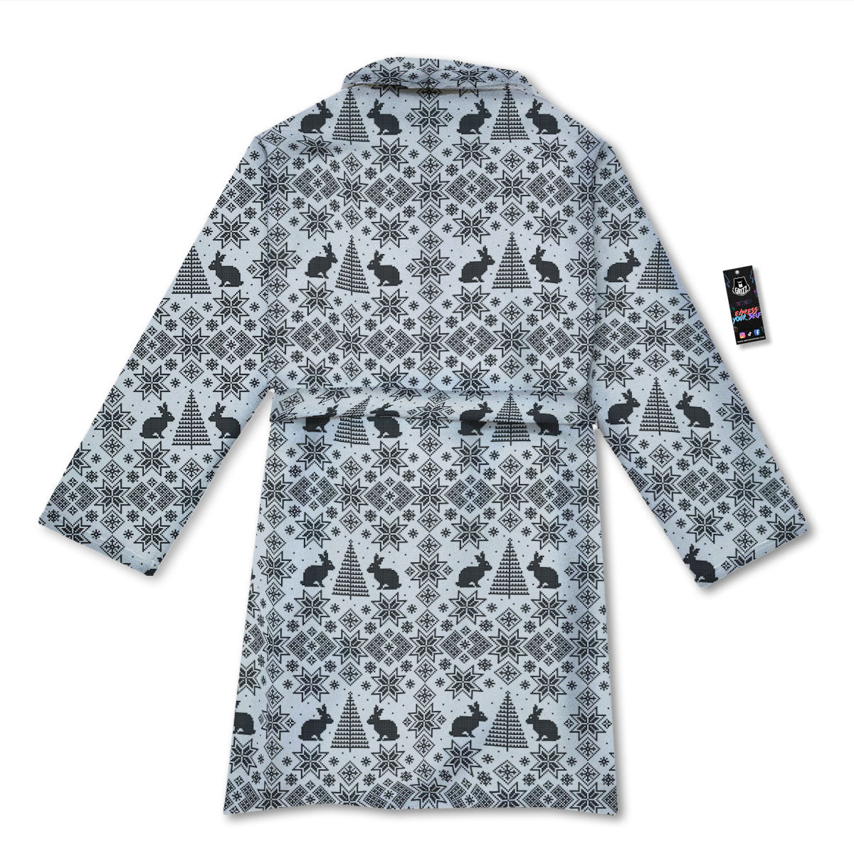 Knitted Snow Rabbit Print Pattern Bathrobe-grizzshop