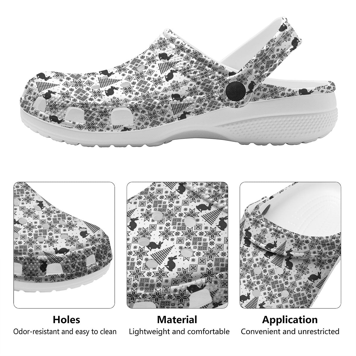 Knitted Snow Rabbit Print Pattern Clog-grizzshop