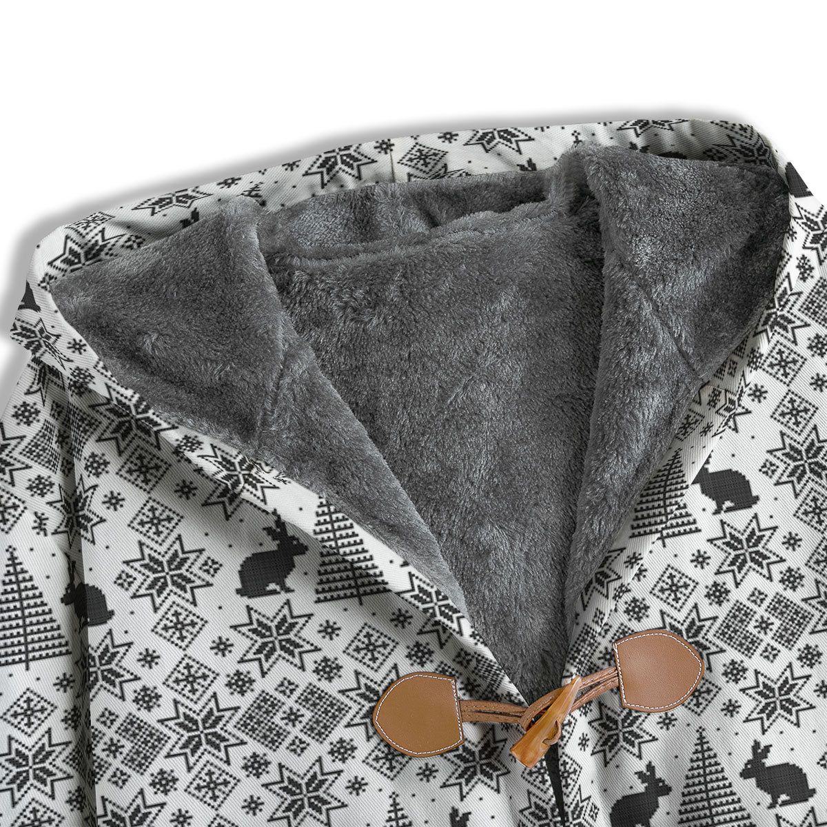 Knitted Snow Rabbit Print Pattern Men's Windbreaker Jacket-grizzshop