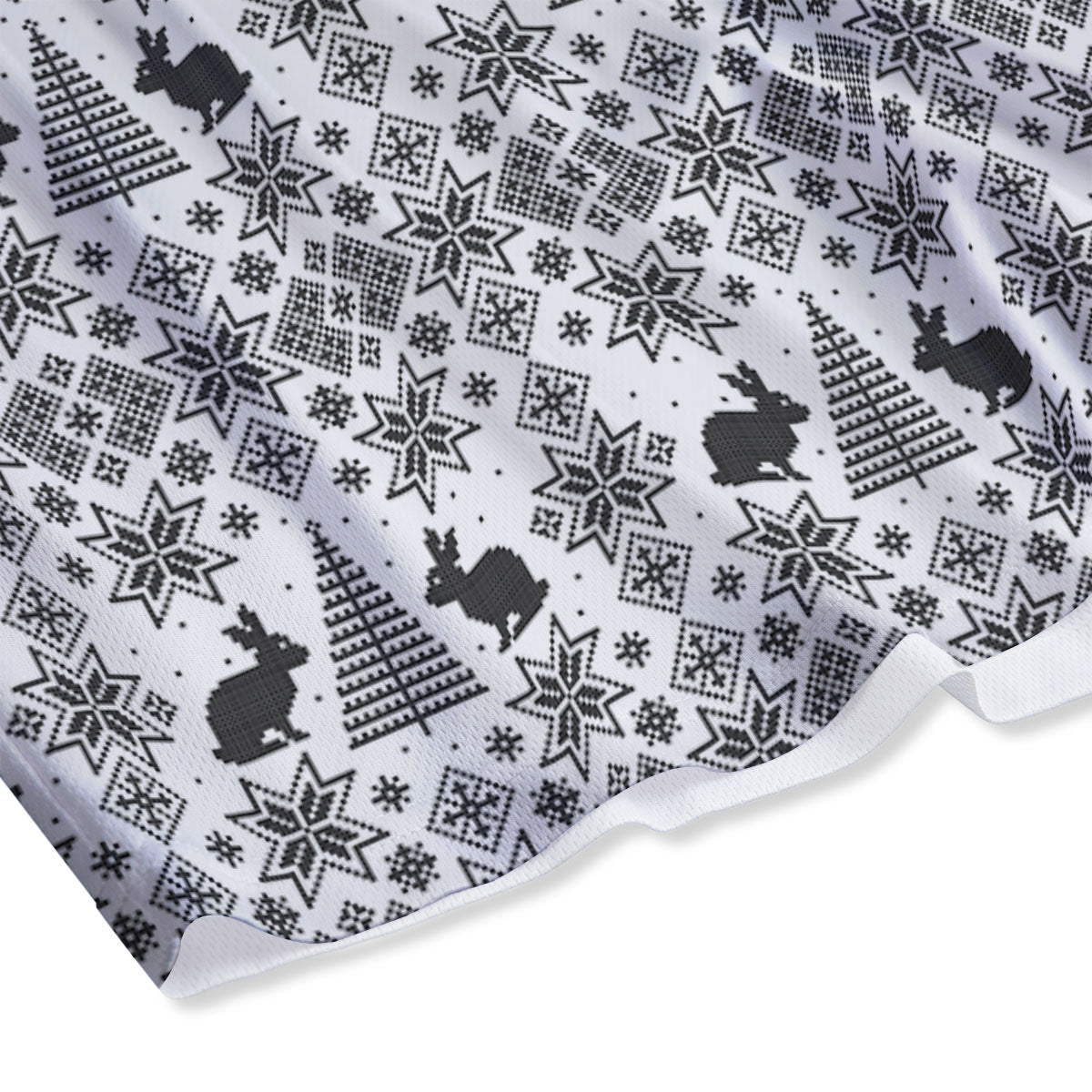 Knitted Snow Rabbit Print Pattern Mesh Shorts