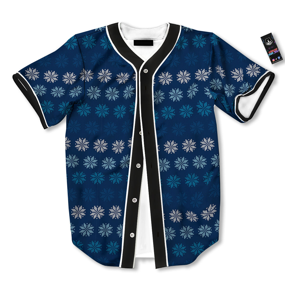 Knitted Snowflakes Print Pattern Baseball Jersey-grizzshop