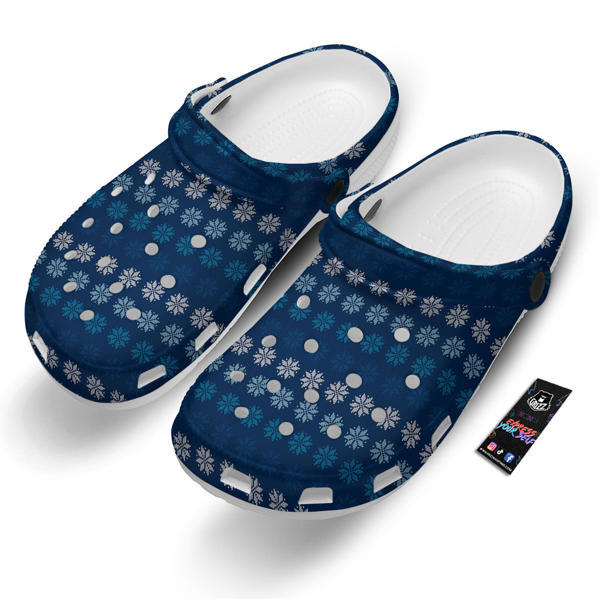 Knitted Snowflakes Print Pattern Clog-grizzshop