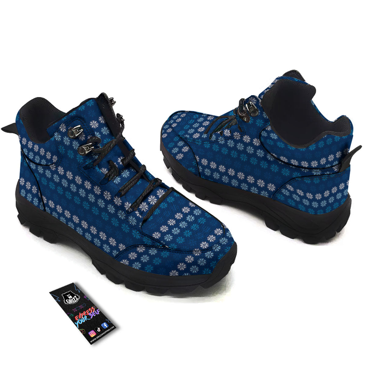Knitted Snowflakes Print Pattern Hiking Shoes-grizzshop