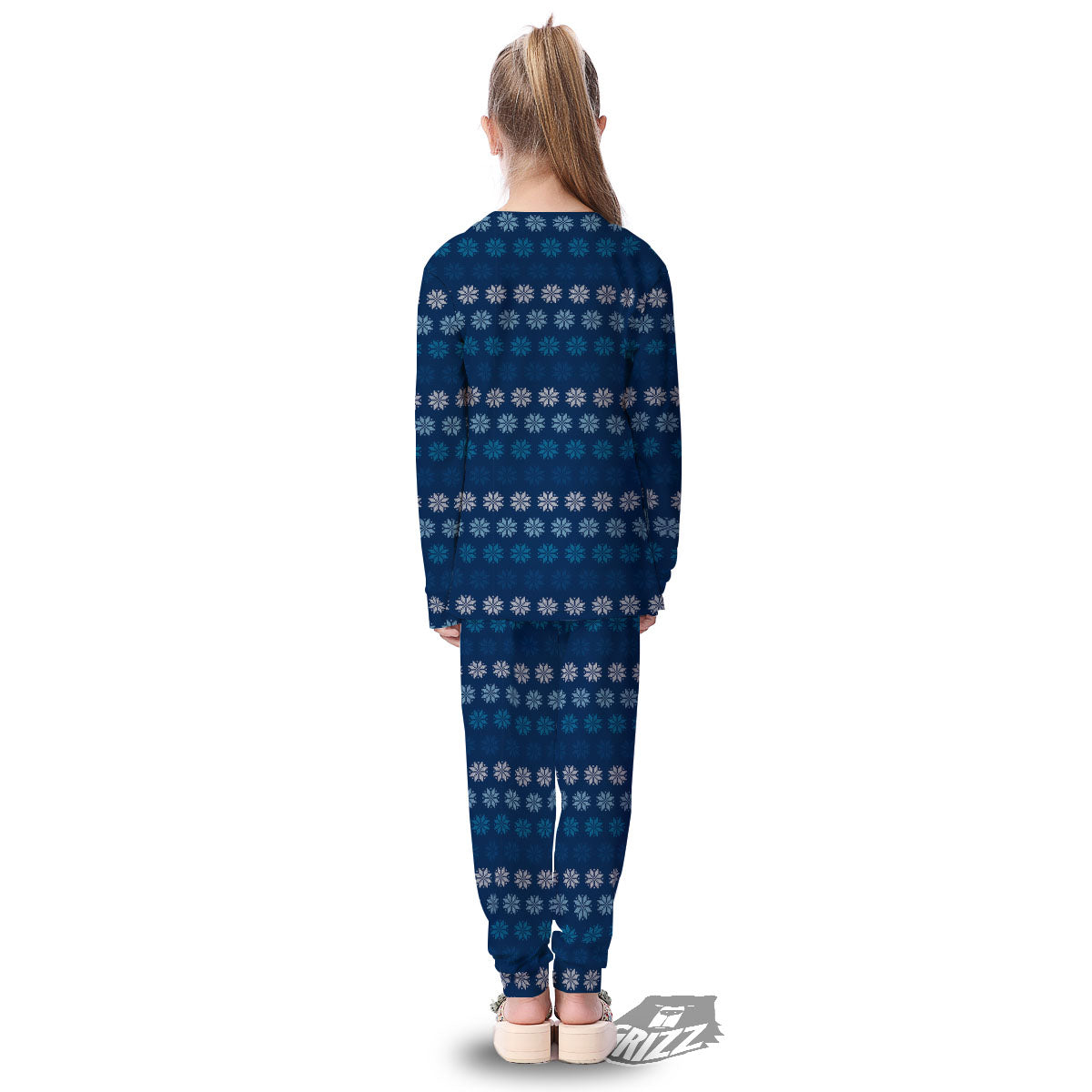 Knitted Snowflakes Print Pattern Kid's Pajamas-grizzshop