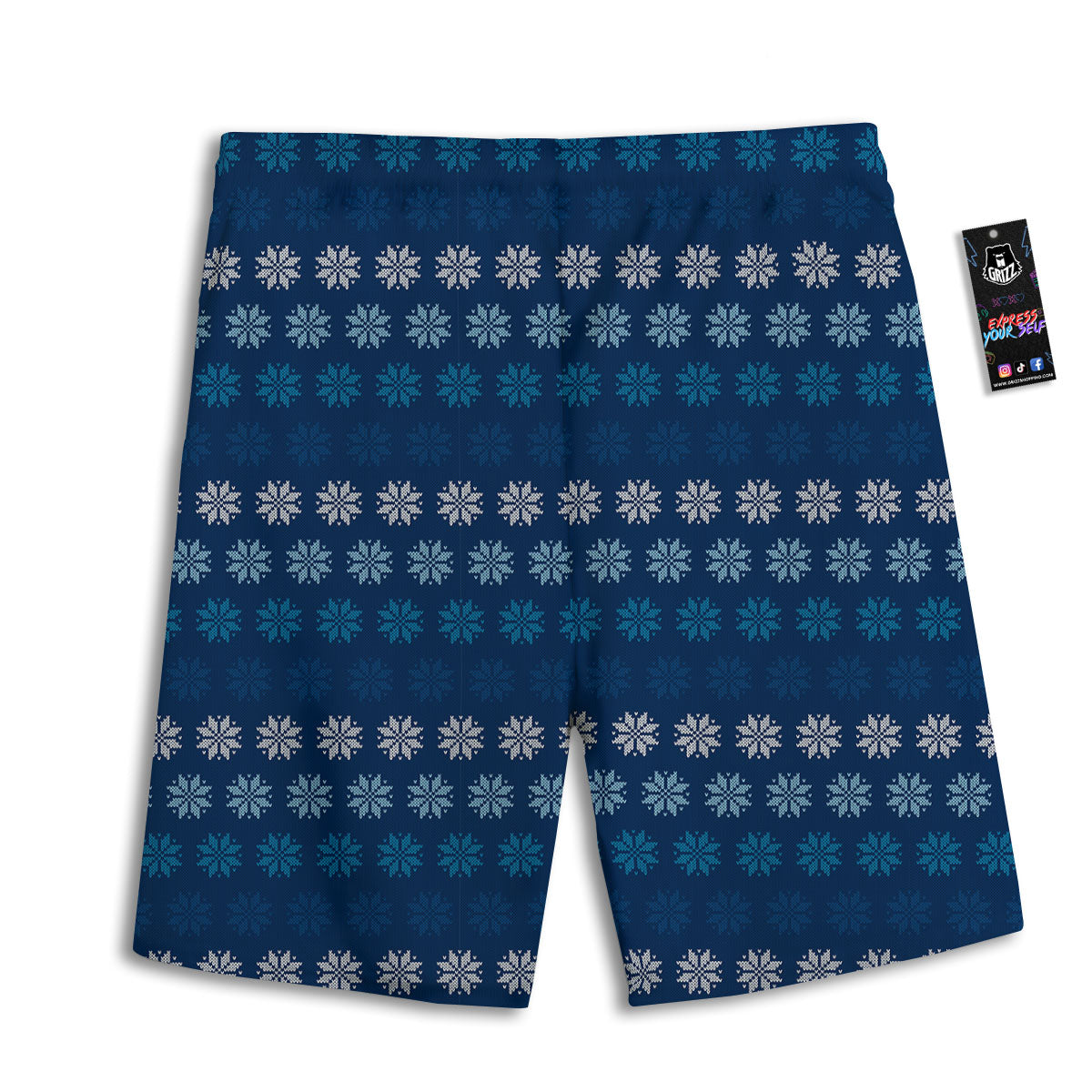 Knitted Snowflakes Print Pattern Men's Athletic Shorts