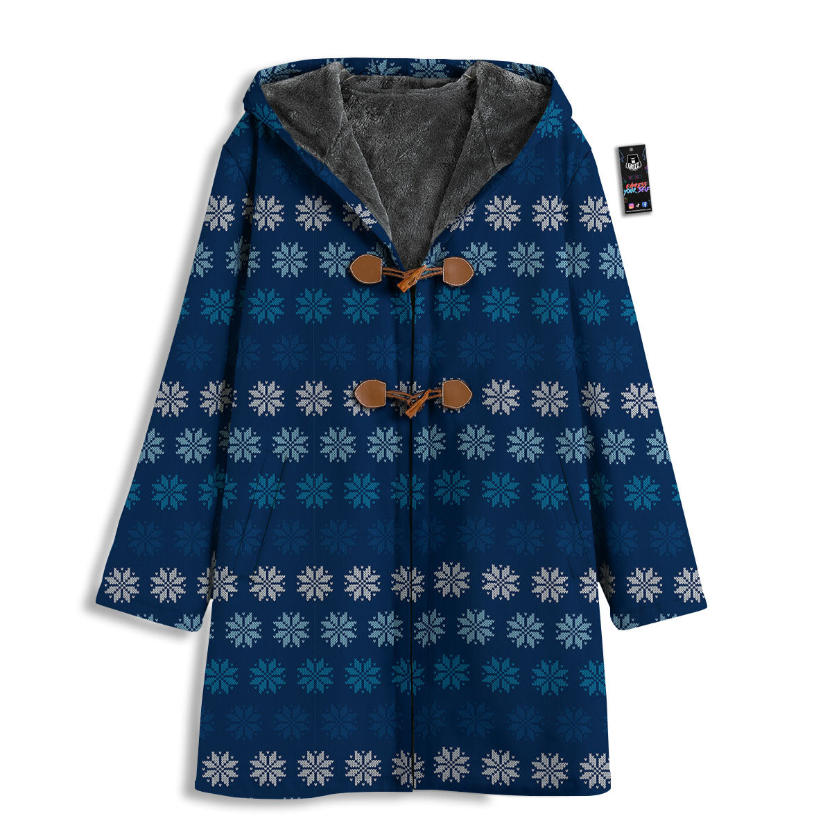 Knitted Snowflakes Print Pattern Men's Windbreaker Jacket-grizzshop
