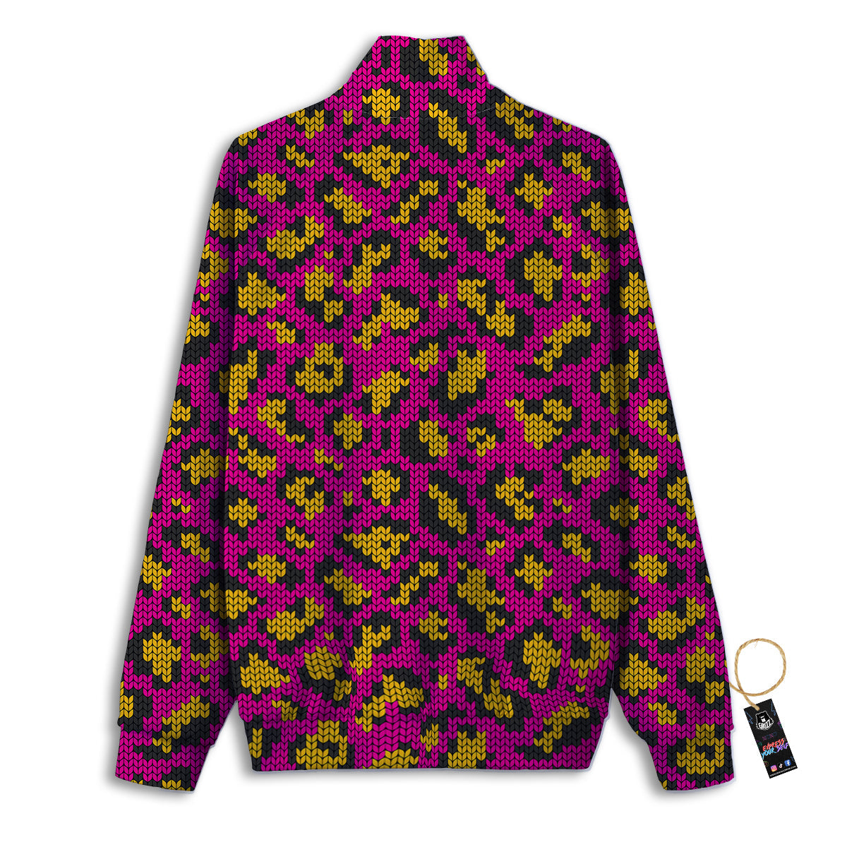 Knitted Snowflakes Print Pattern Track Jacket-grizzshop