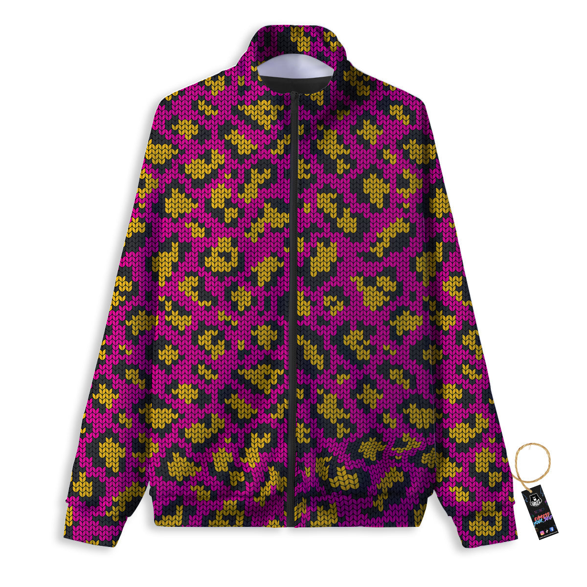 Knitted Snowflakes Print Pattern Track Jacket-grizzshop