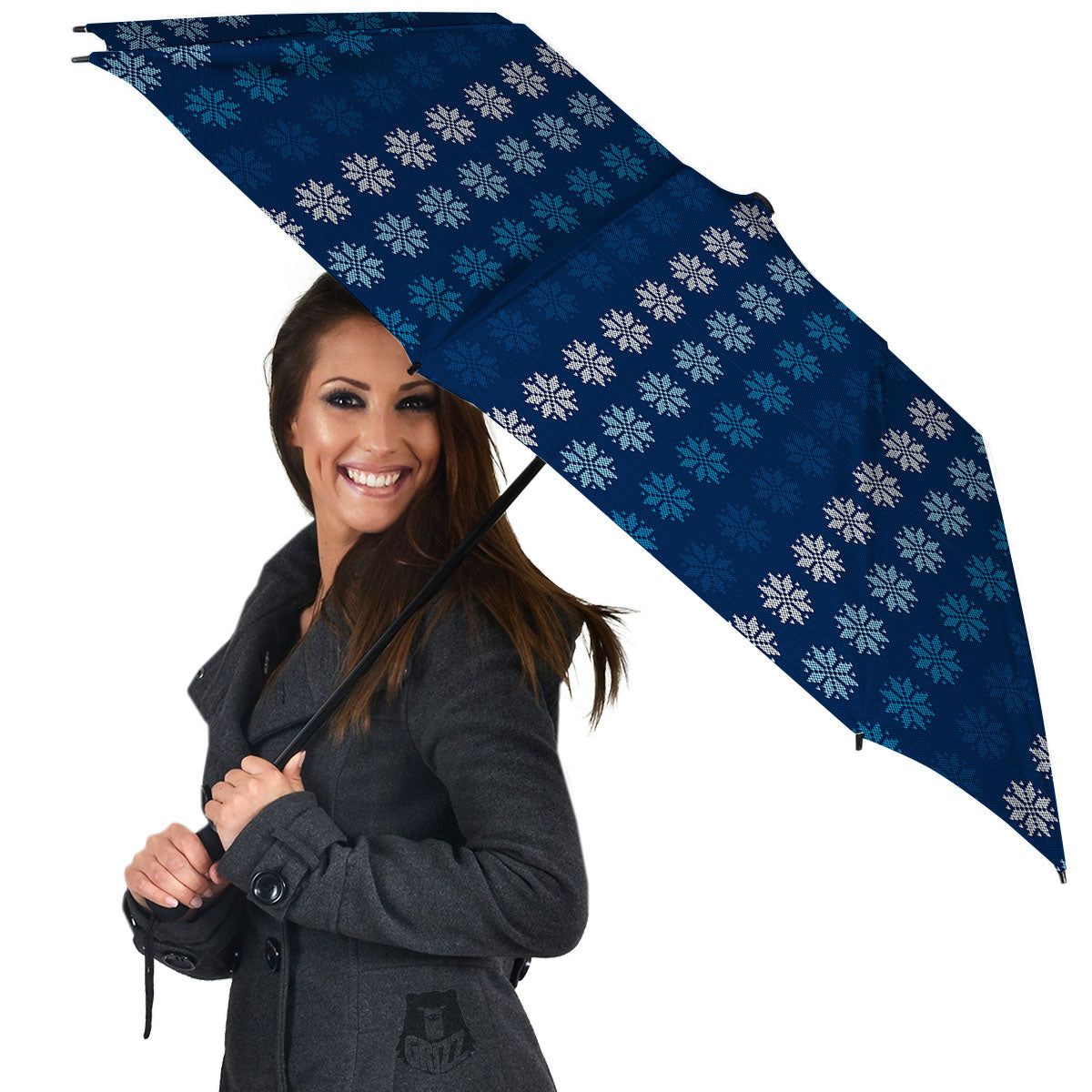 Knitted Snowflakes Print Pattern Umbrella-grizzshop