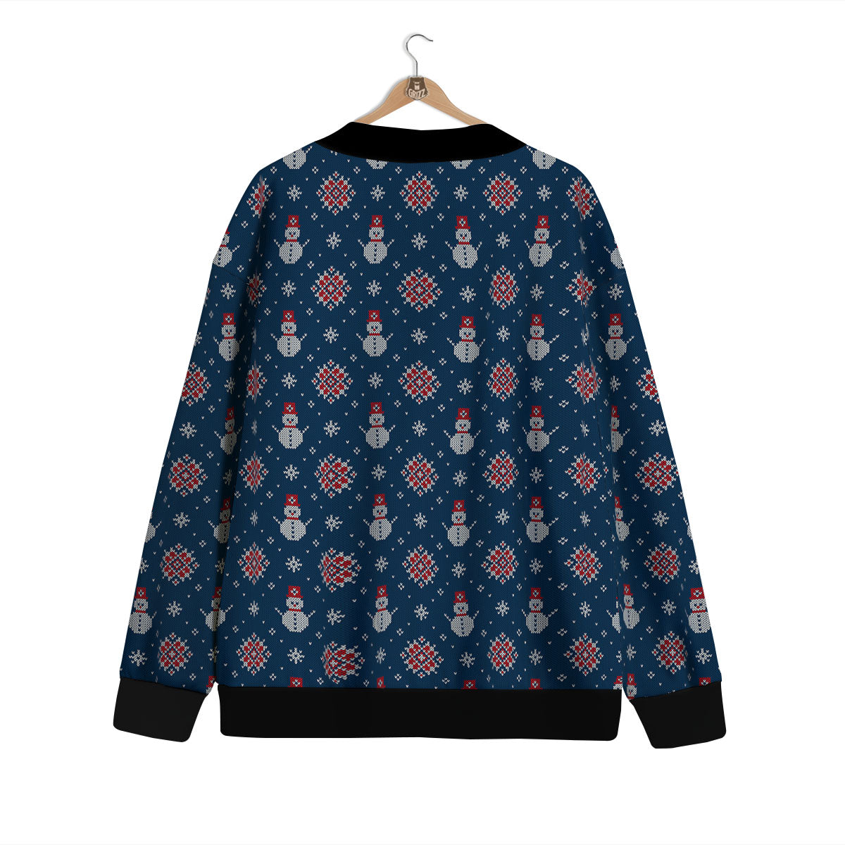 Knitted Snowman Print Pattern Cardigan-grizzshop