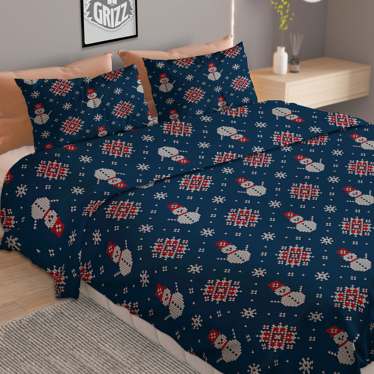 Knitted Yellow Print Pattern Duvet Cover Bedding Set