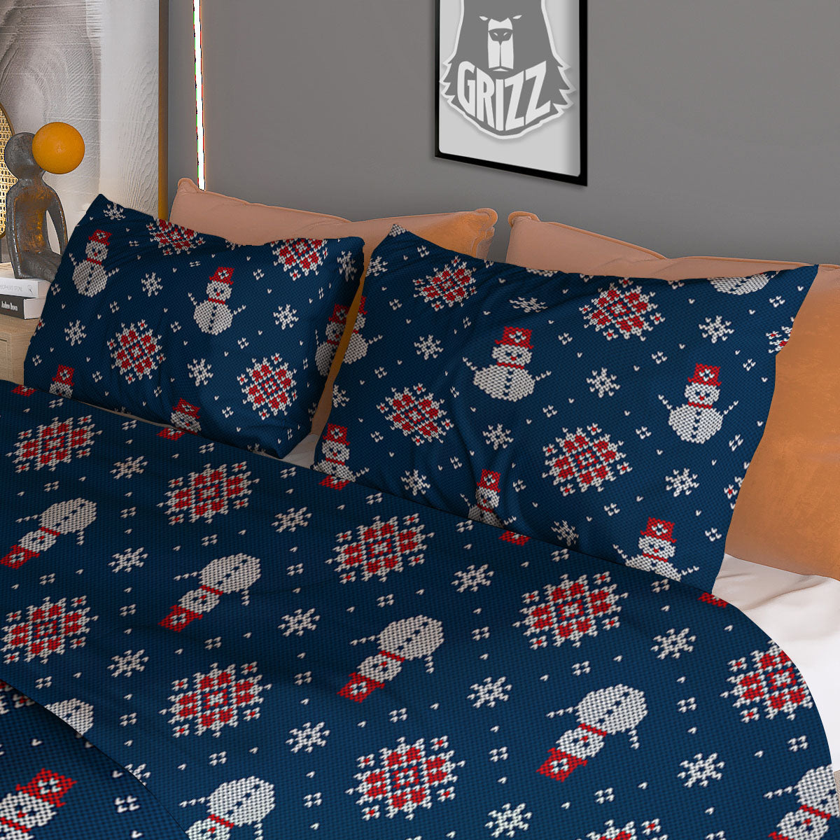 Knitted Yellow Print Pattern Duvet Cover Bedding Set