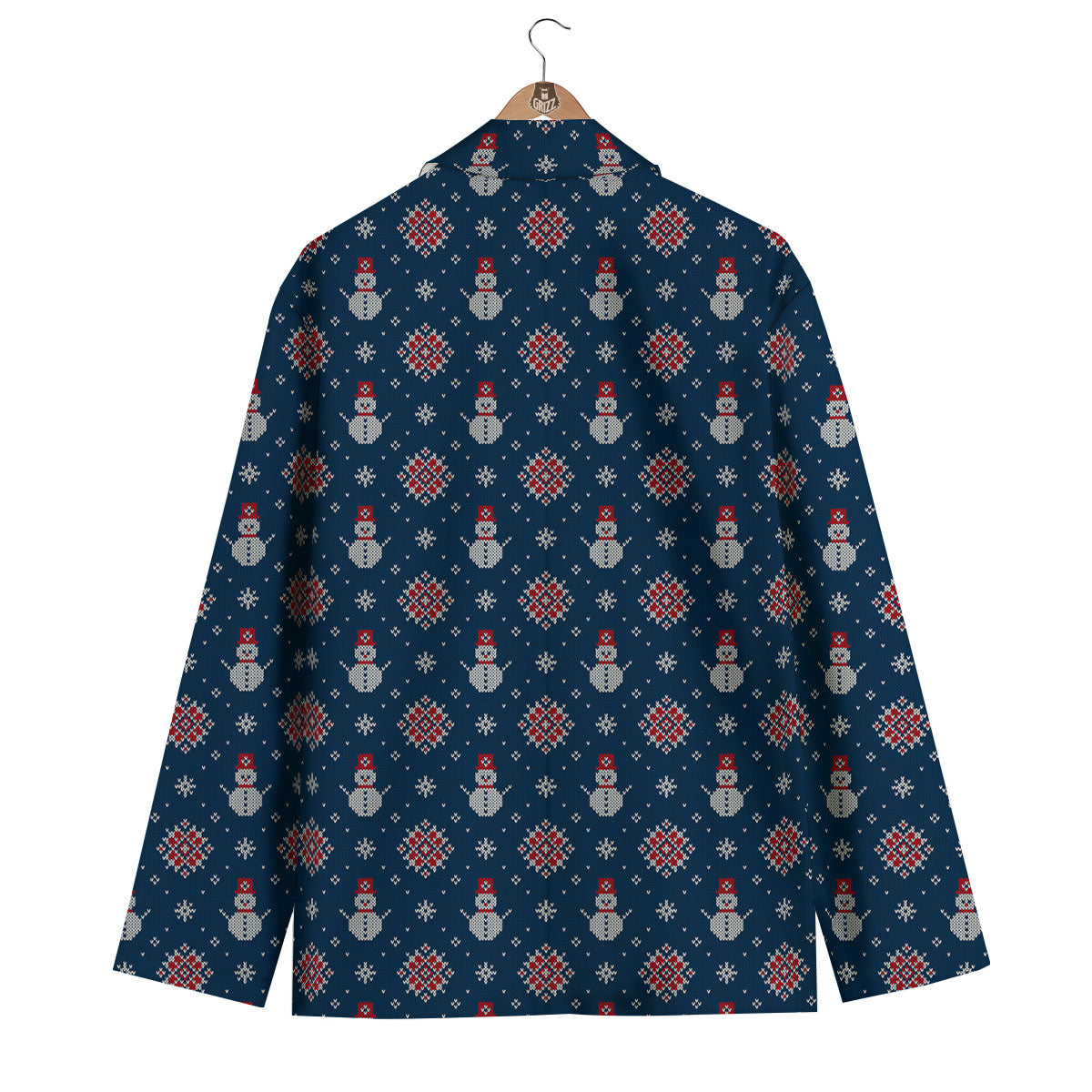 Knitted Snowman Print Pattern Men's Blazer-grizzshop