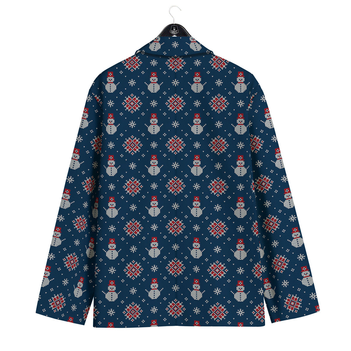 Knitted Snowman Print Pattern Men's Sport Coat-grizzshop