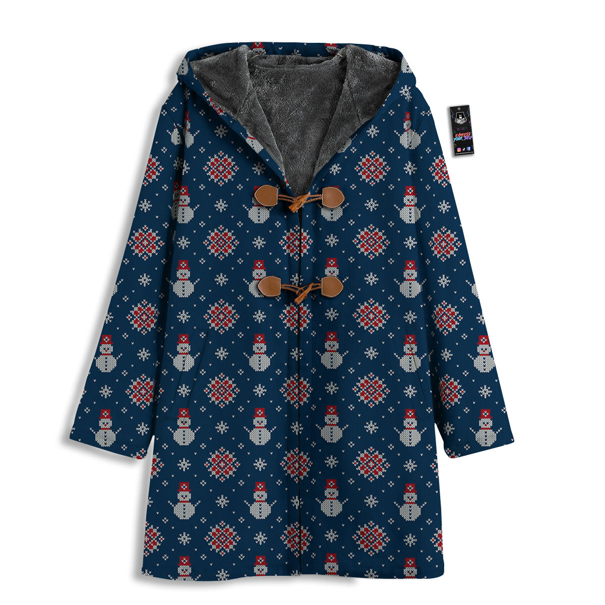Knitted Snowman Print Pattern Men's Windbreaker Jacket-grizzshop