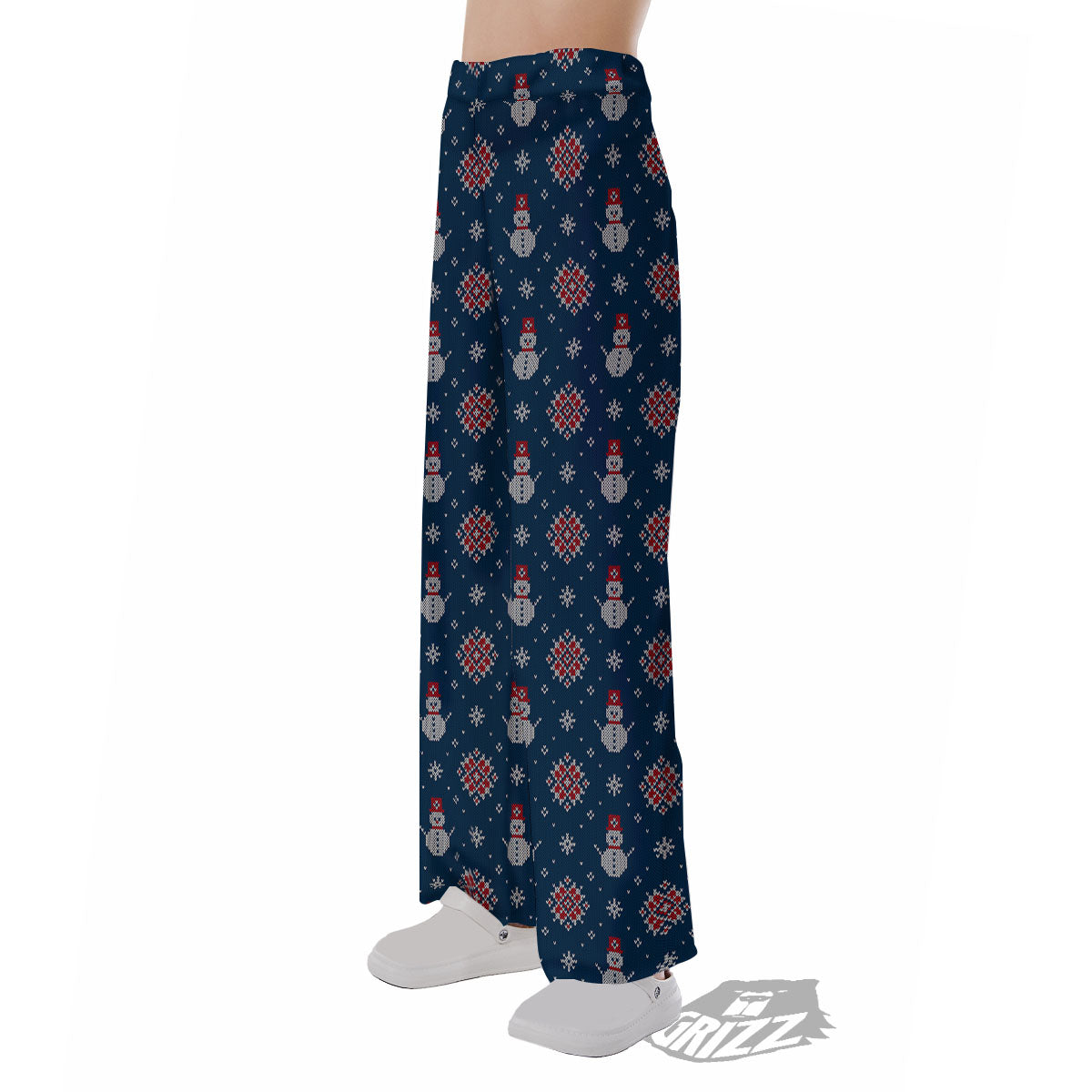 Knitted Snowman Print Pattern Pajama Pants-grizzshop