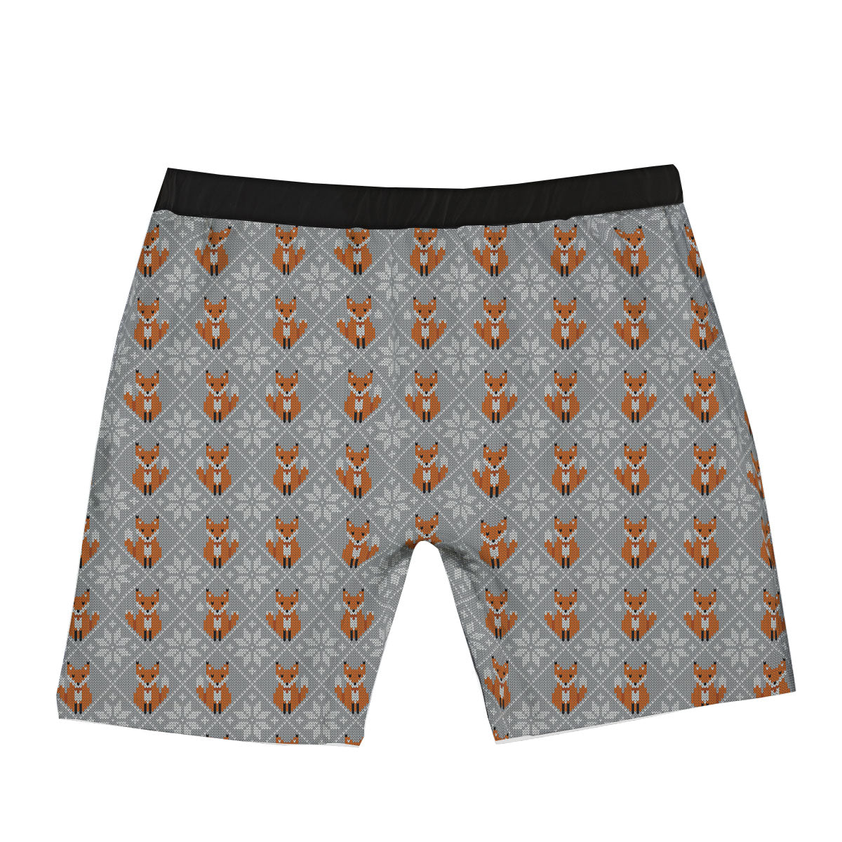 Knitted Snowy Fox Print Pattern Boxer Briefs-grizzshop