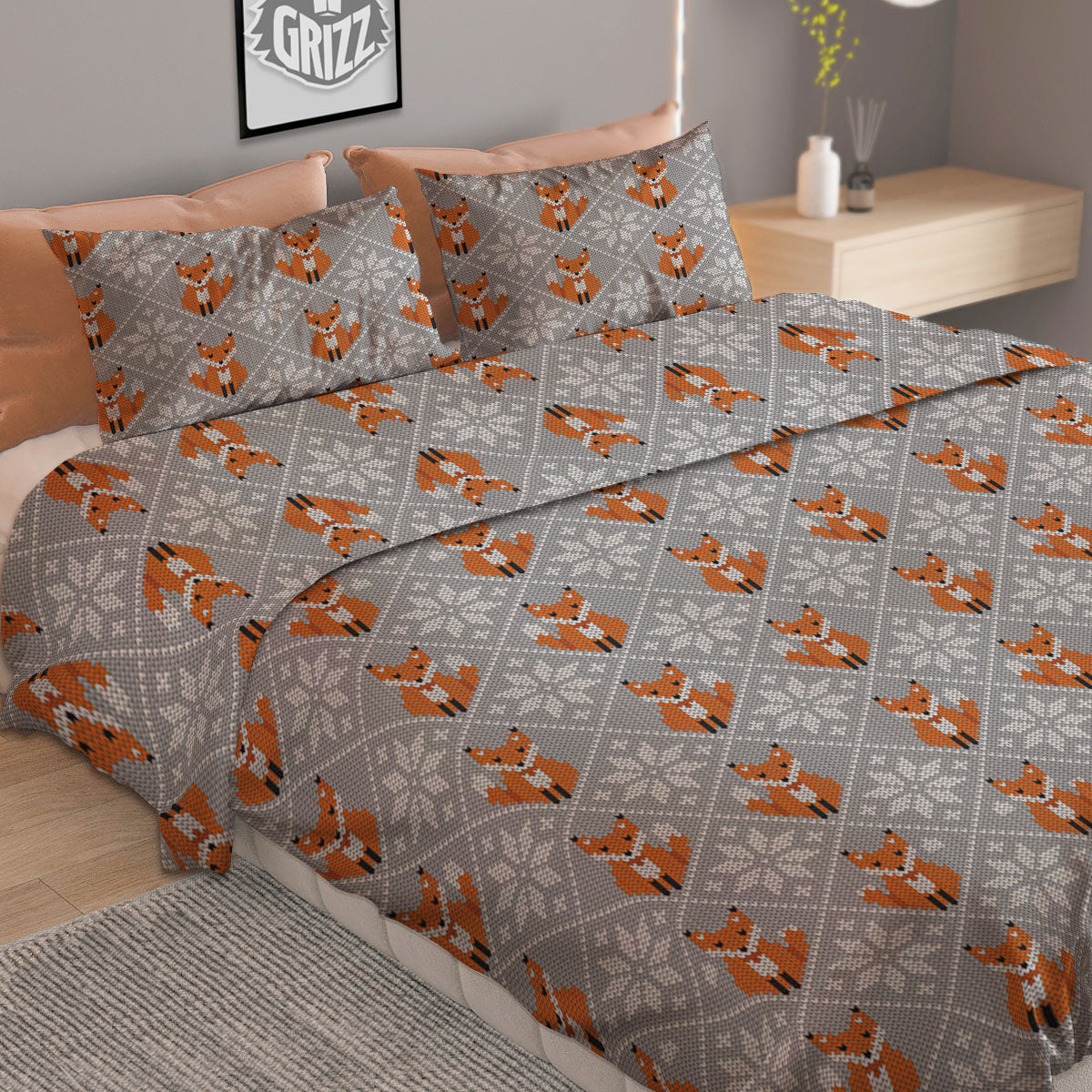 Knitted Zigzag Print Pattern Duvet Cover Bedding Set