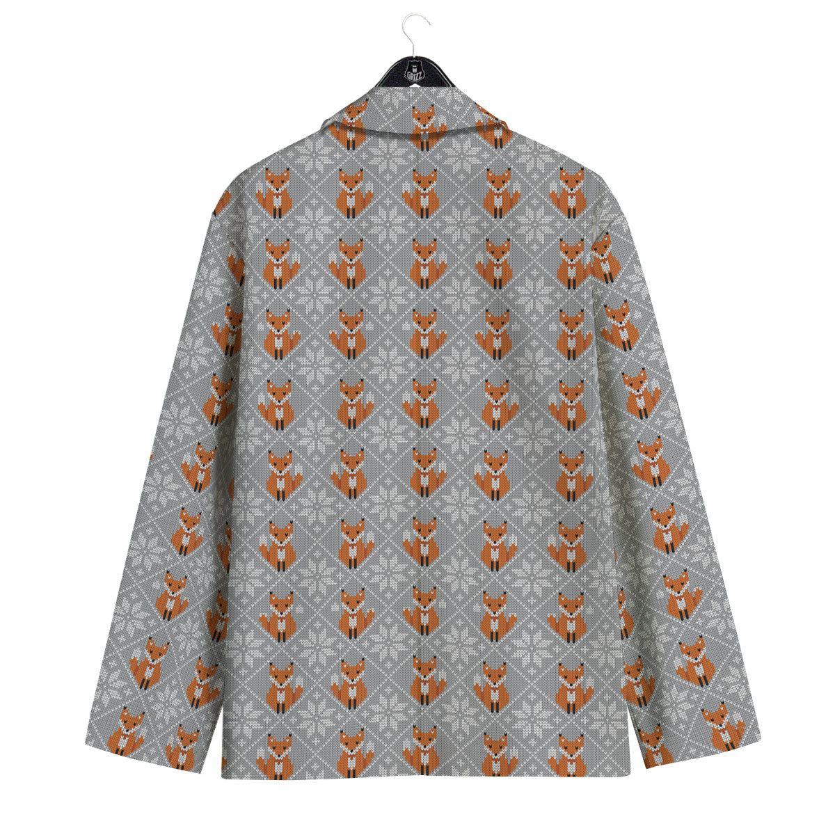 Knitted Snowy Fox Print Pattern Men's Sport Coat-grizzshop