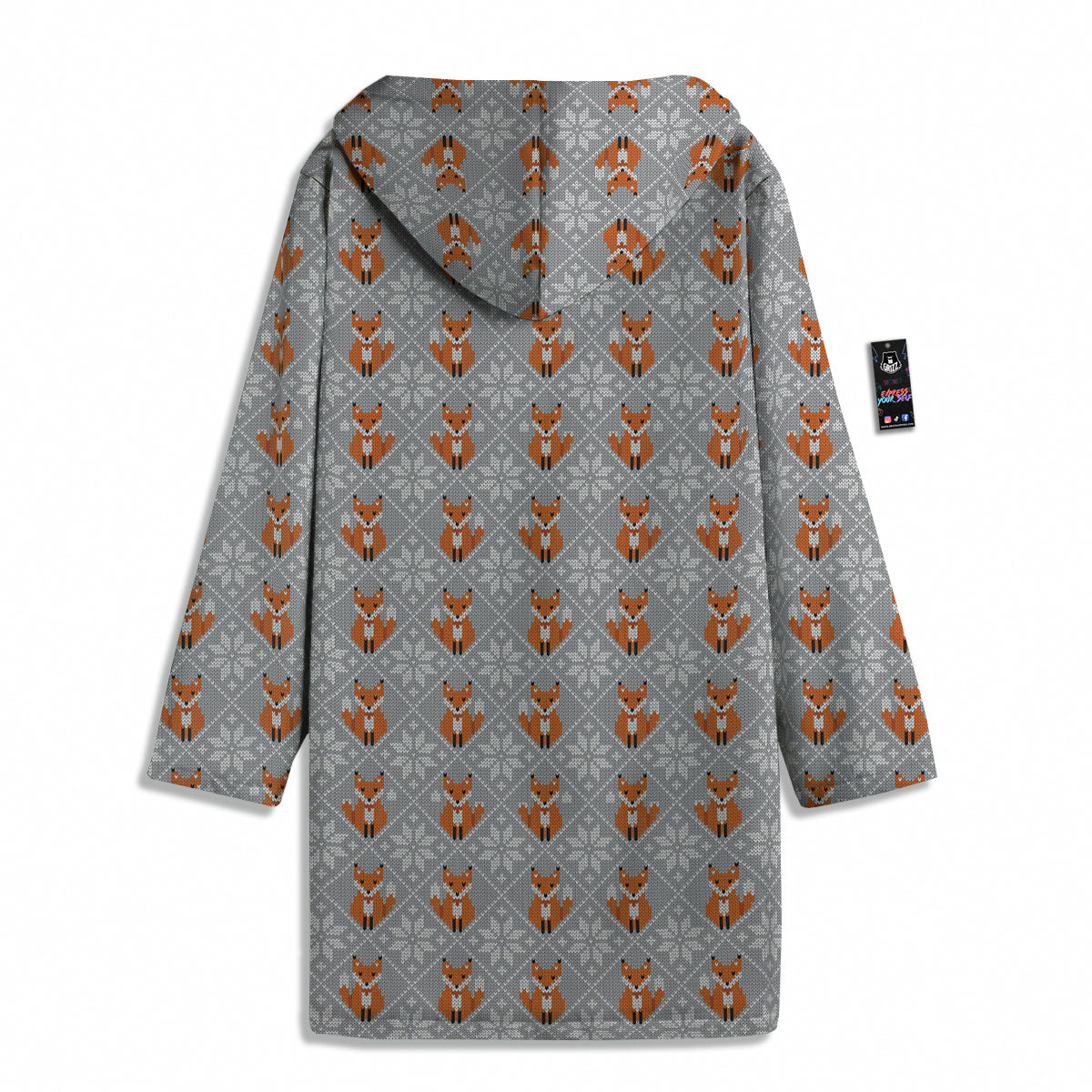 Knitted Snowy Fox Print Pattern Men's Windbreaker Jacket-grizzshop