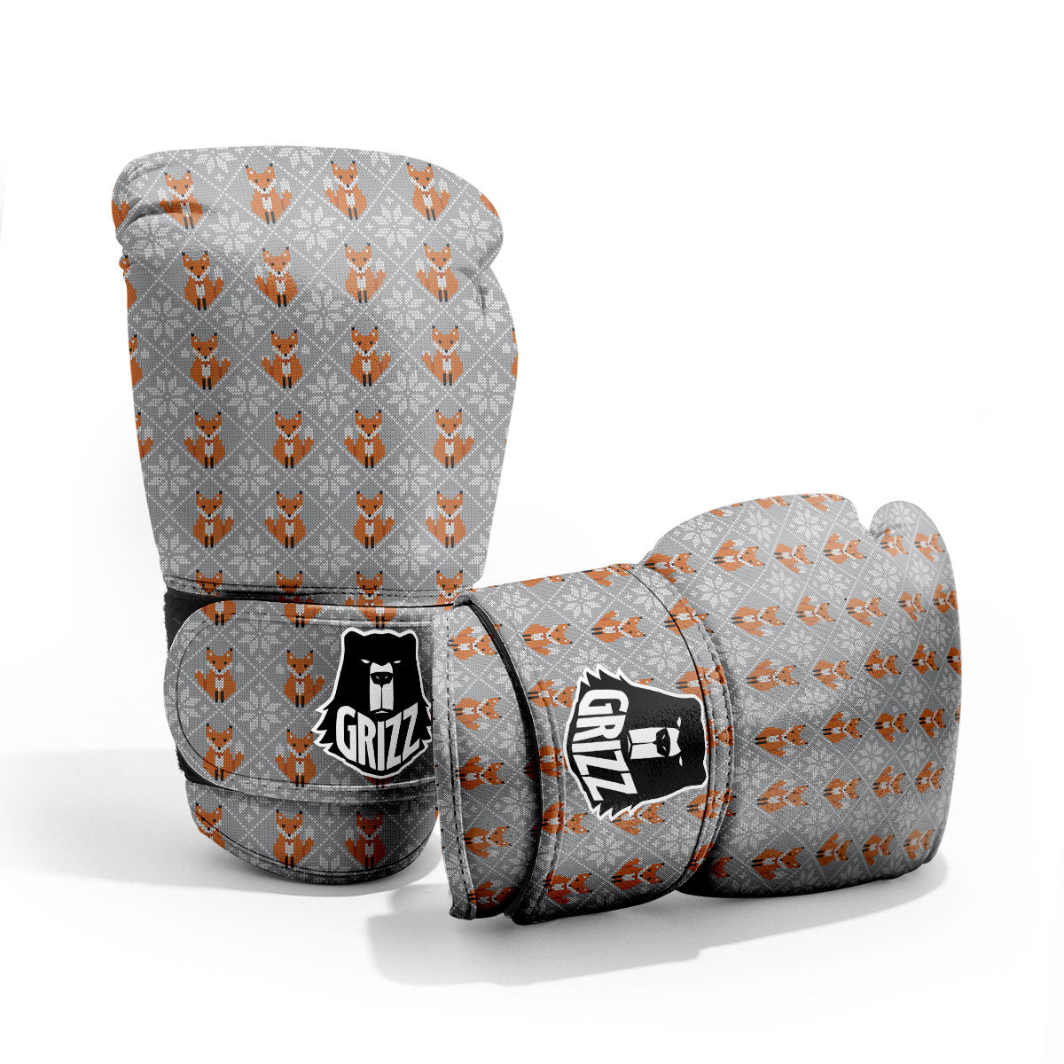 Knitted Snowy Fox Print Pattern Pro Boxing Glove