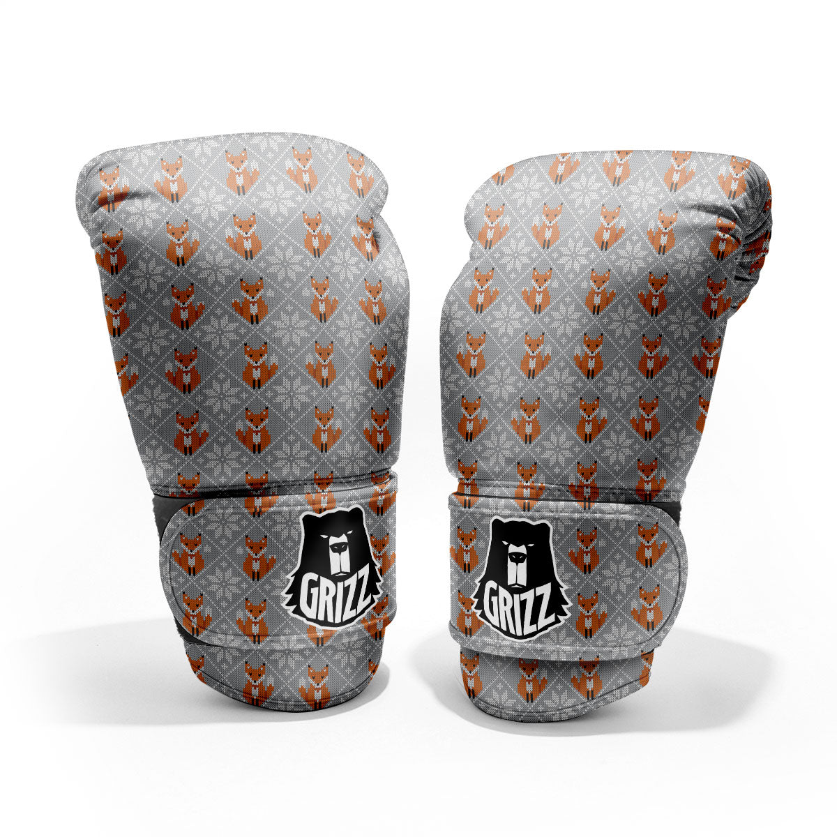 Knitted Snowy Fox Print Pattern Pro Boxing Glove