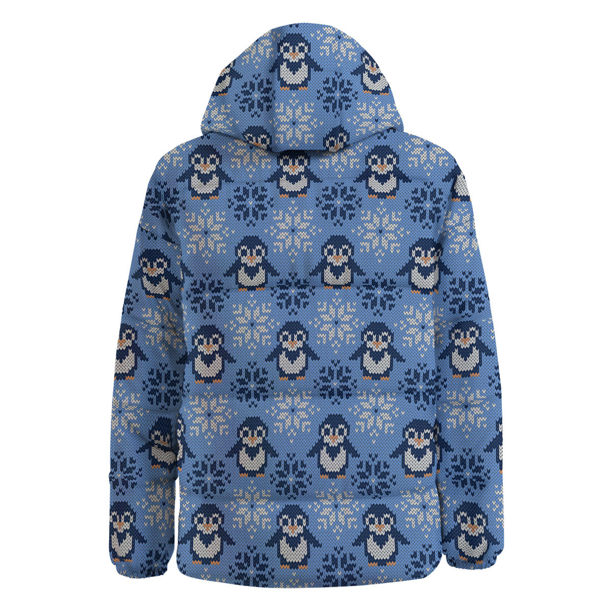 Knitted Snowy Penguin Print Pattern Down Jacket-grizzshop