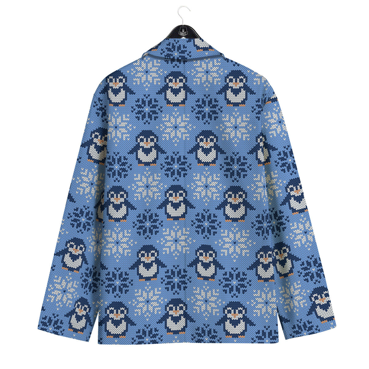 Knitted Snowy Penguin Print Pattern Men's Sport Coat-grizzshop