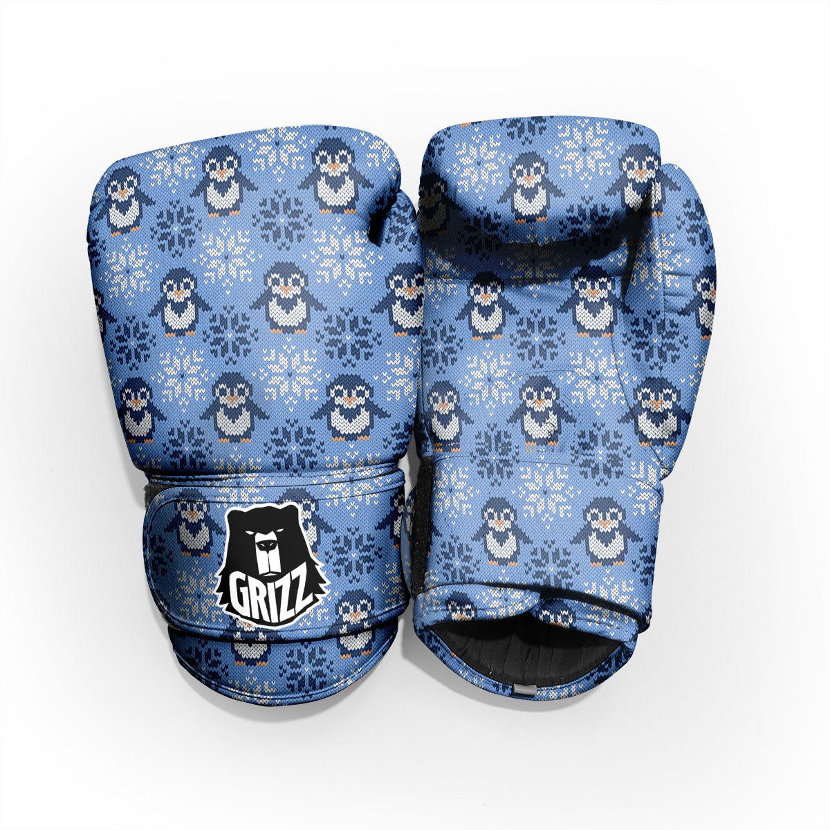 Knitted Snowy Penguin Print Pattern Pro Boxing Glove