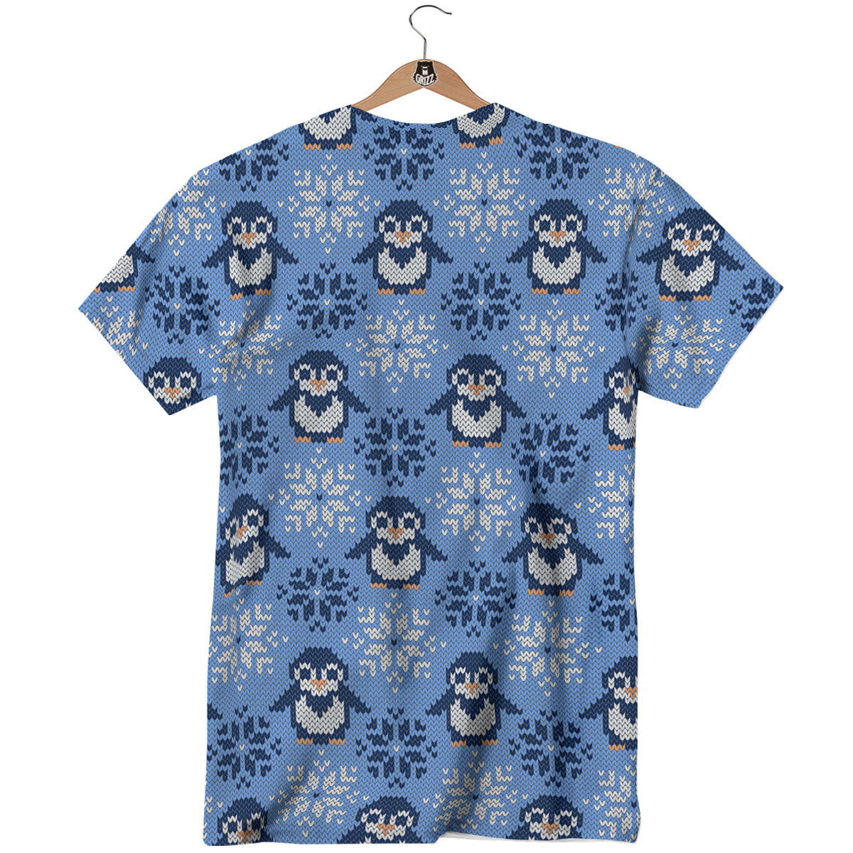 Knitted Snowy Penguin Print Pattern T-Shirt-grizzshop