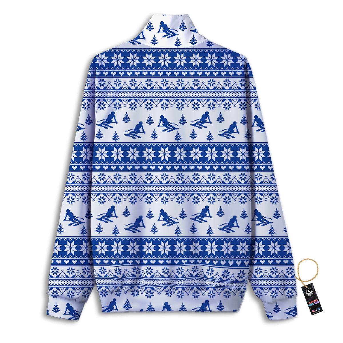 Knitted Snowy Penguin Print Pattern Track Jacket-grizzshop