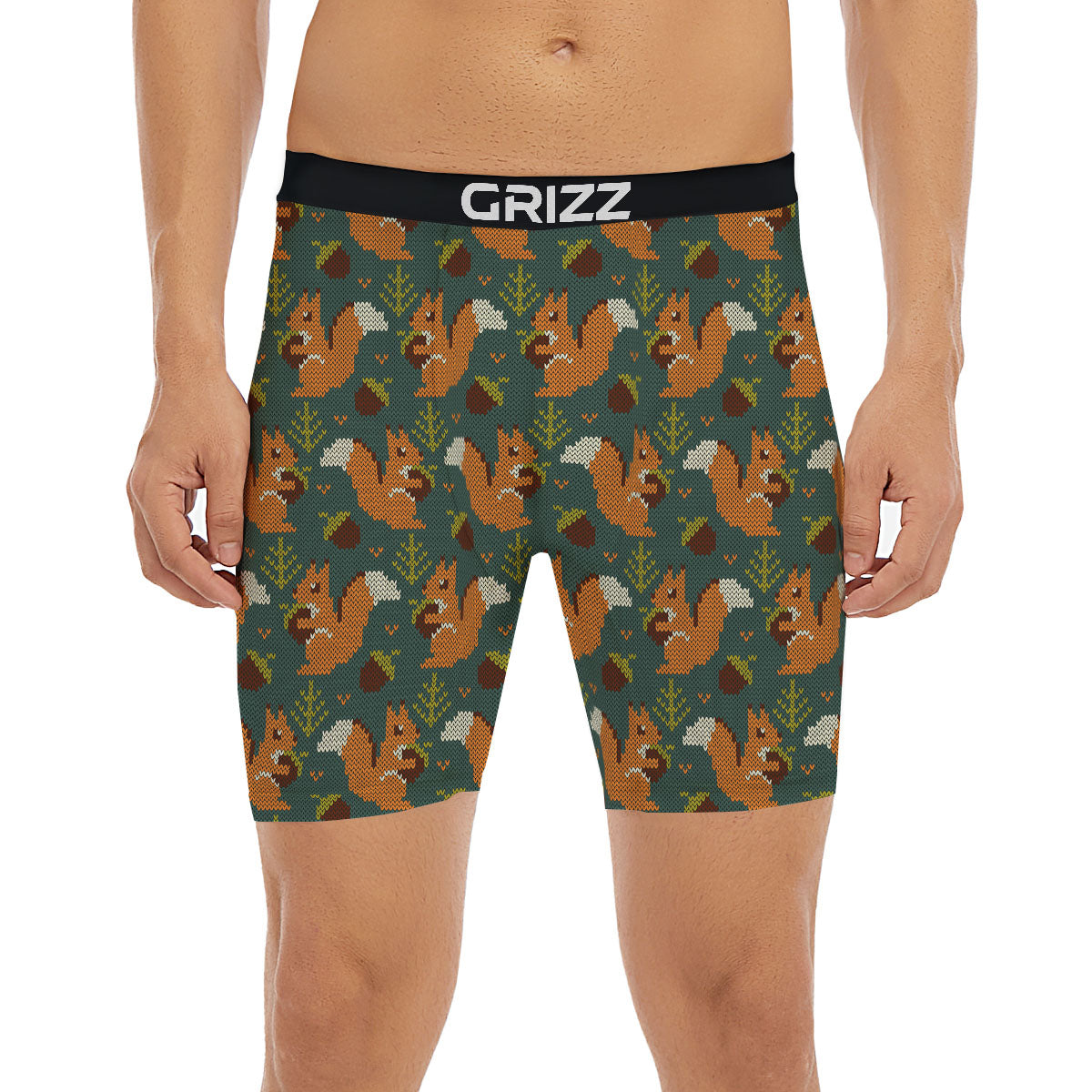 Knitted Squirrel Print Pattern Boxer Briefs-grizzshop