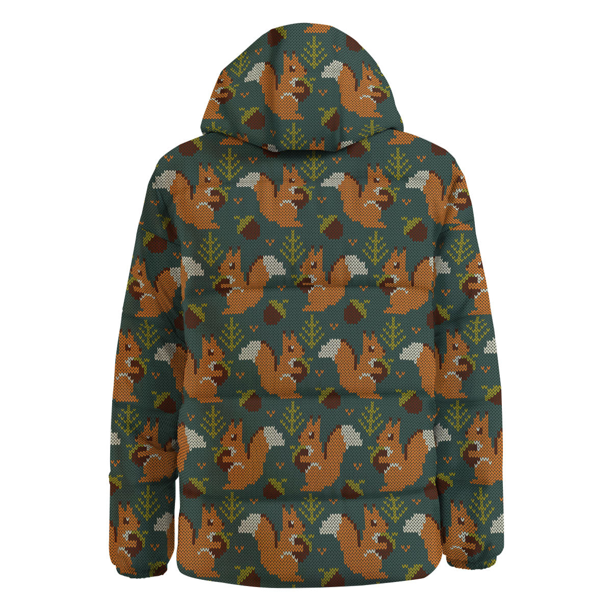 Knitted Squirrel Print Pattern Down Jacket-grizzshop