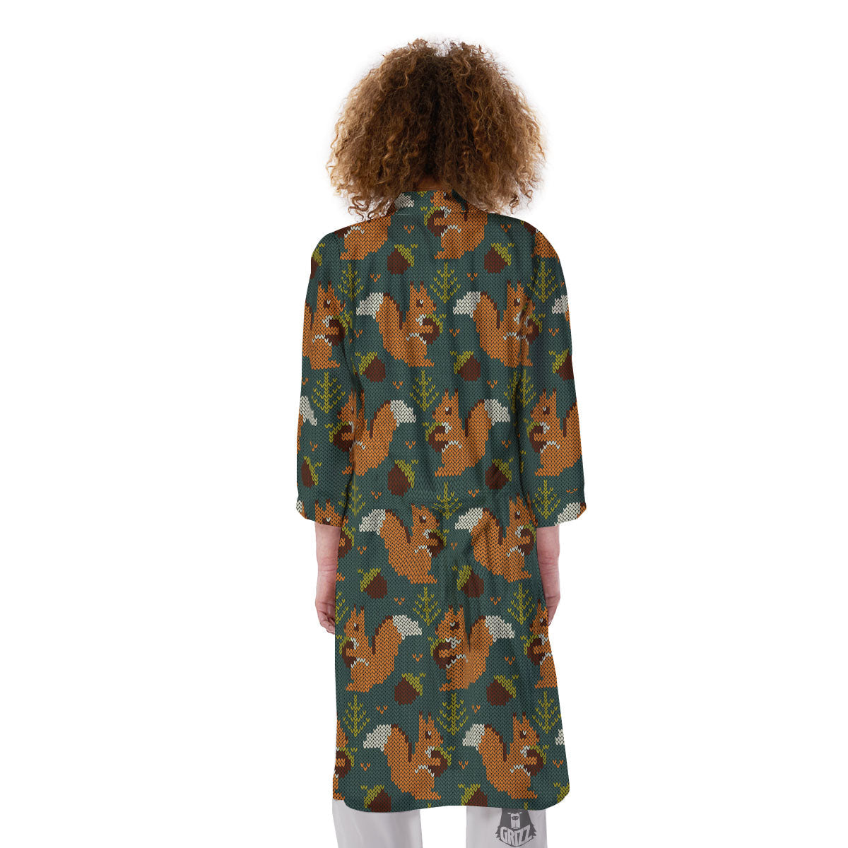 Knitted Squirrel Print Pattern Kimono-grizzshop