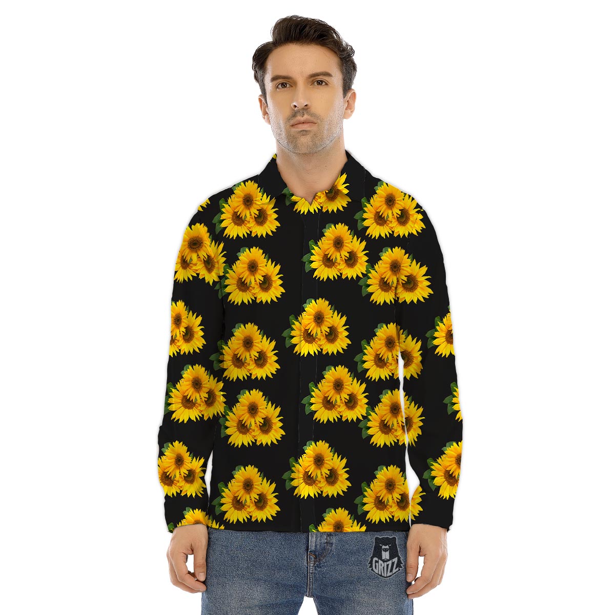Knitted Squirrel Print Pattern Men's Dress Shirts-grizzshop