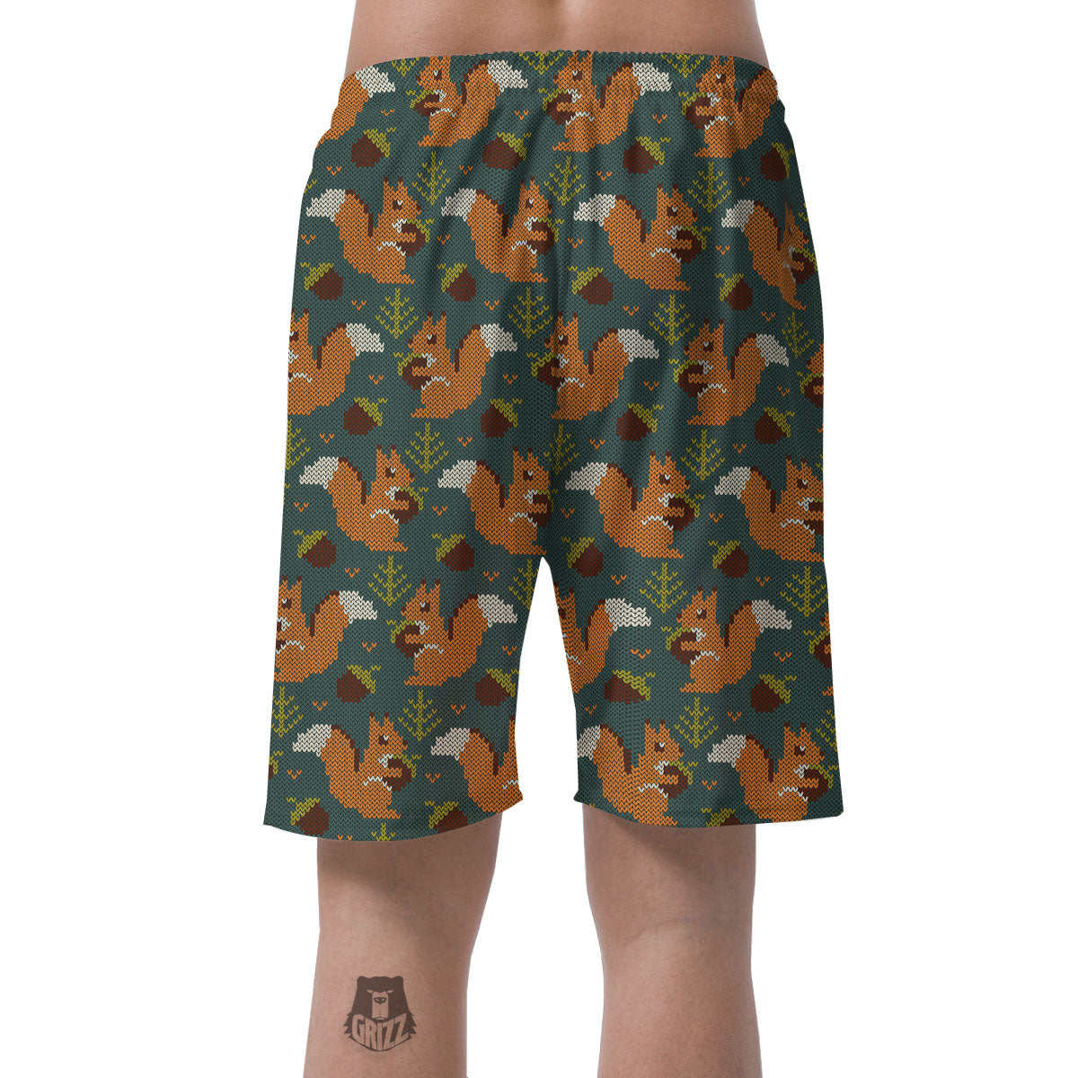 Knitted Squirrel Print Pattern Men's Shorts-grizzshop