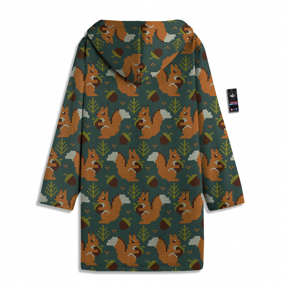 Knitted Squirrel Print Pattern Men's Windbreaker Jacket-grizzshop
