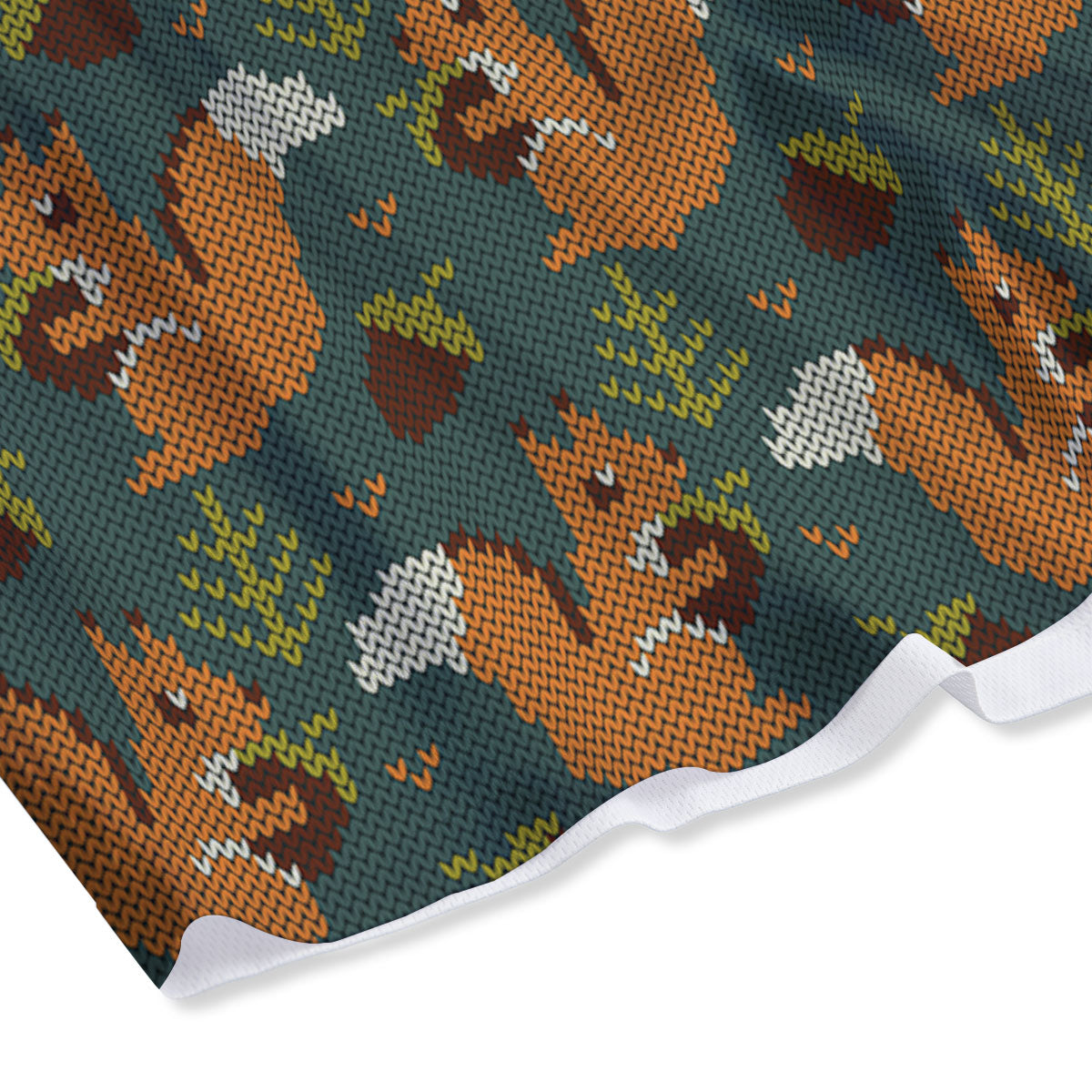 Knitted Squirrel Print Pattern Mesh Shorts