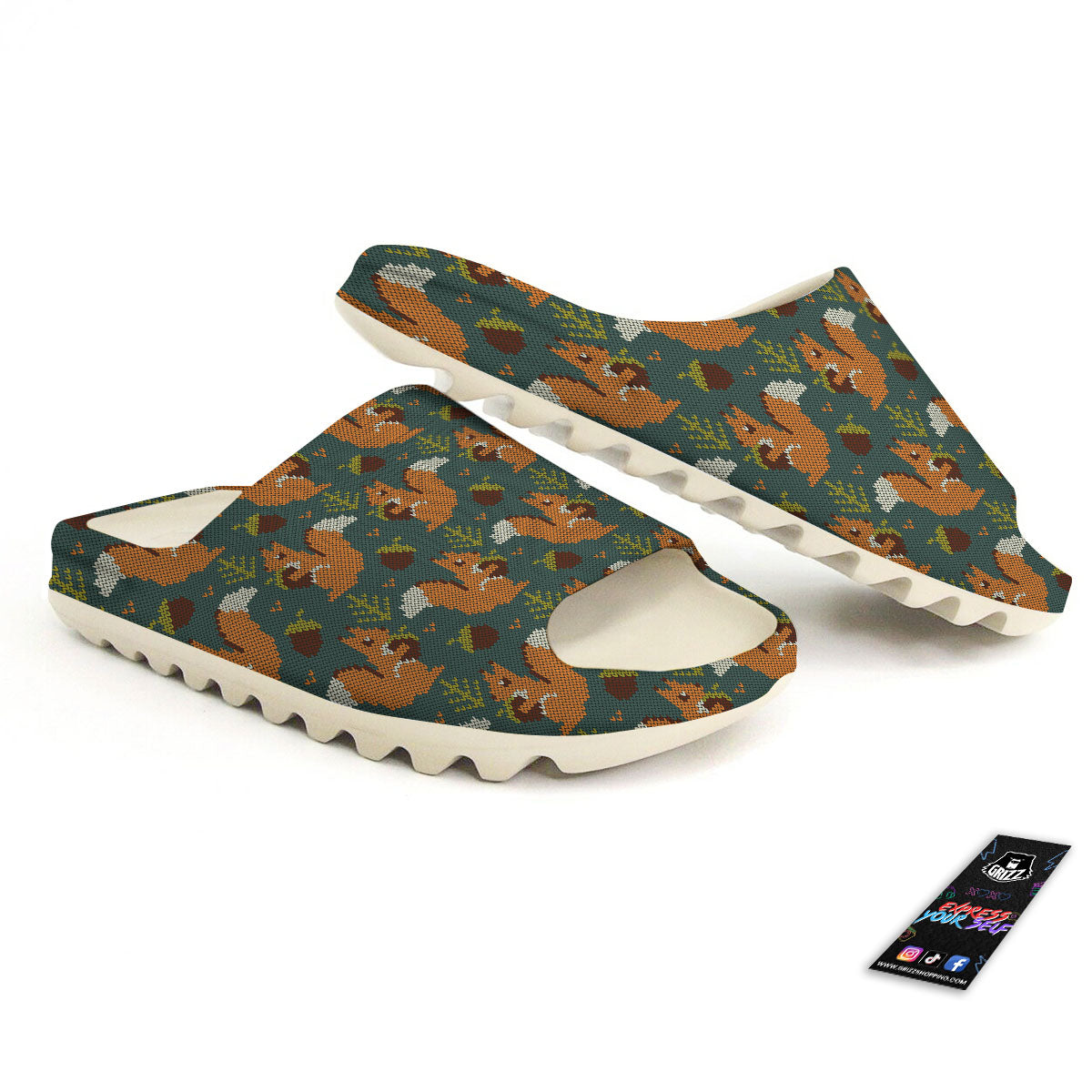 Knitted Squirrel Print Pattern Sandals-grizzshop