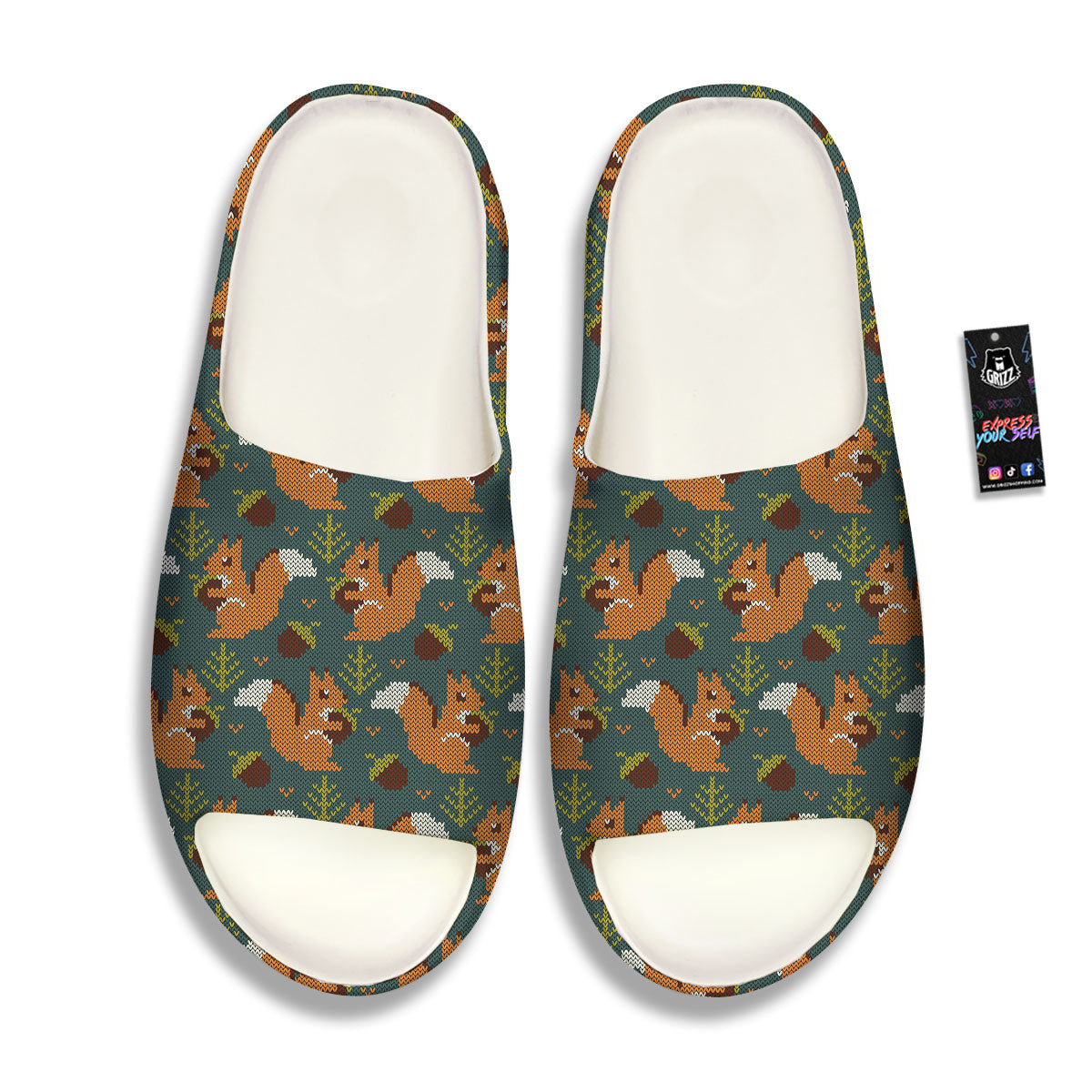 Knitted Squirrel Print Pattern Sandals-grizzshop