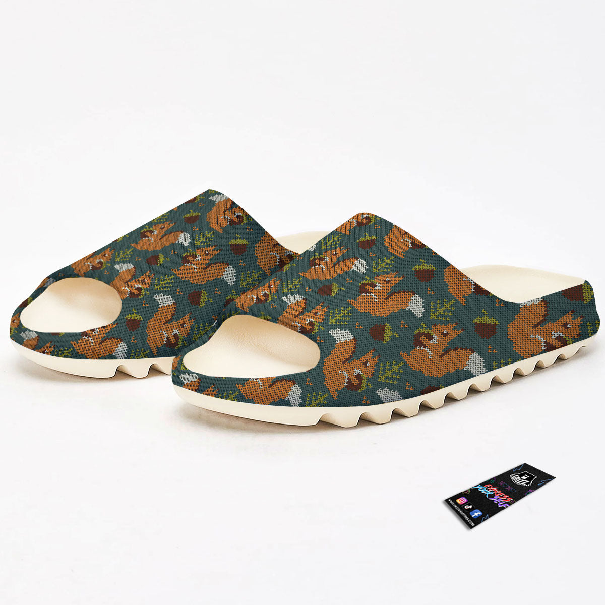 Knitted Squirrel Print Pattern Sandals-grizzshop