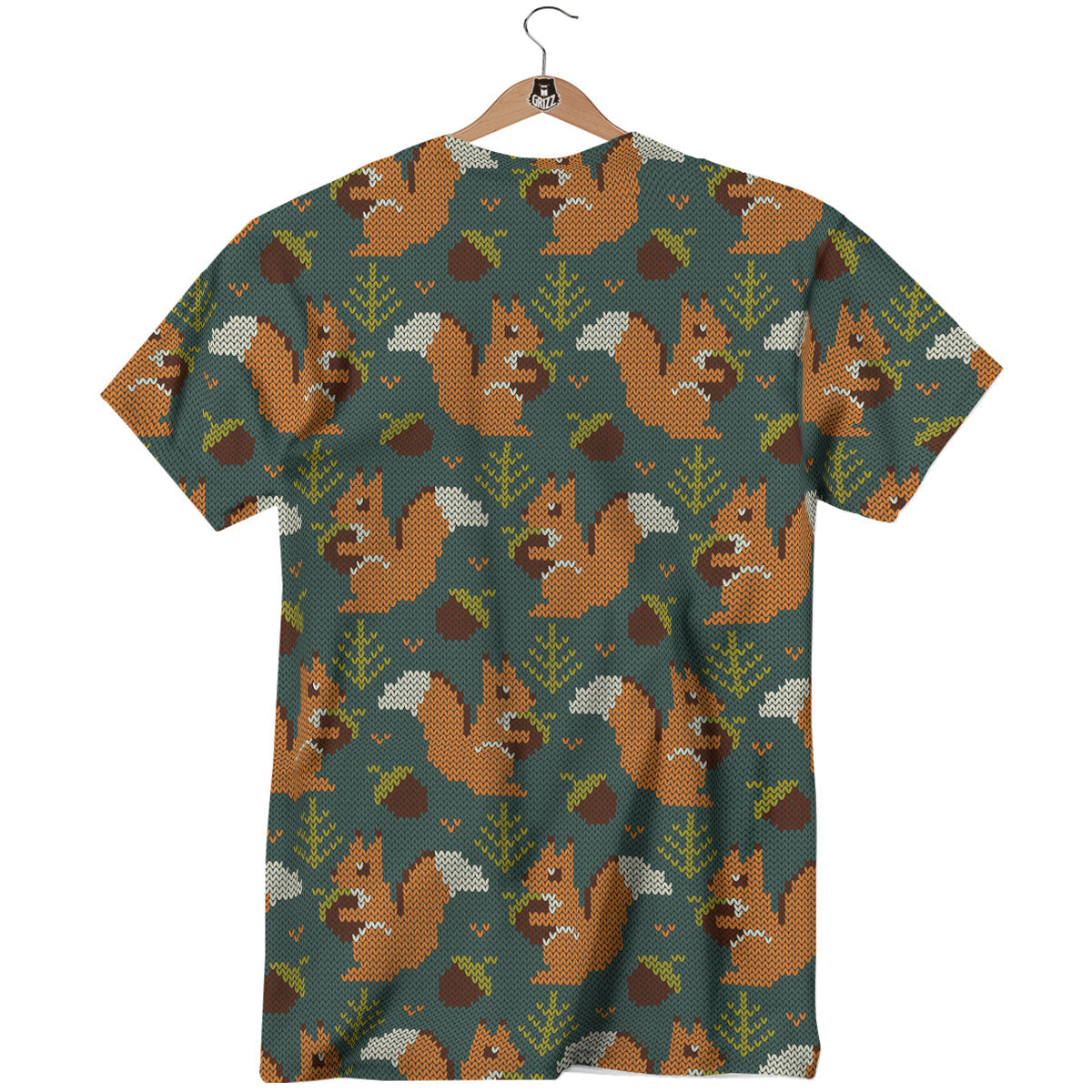 Knitted Squirrel Print Pattern T-Shirt-grizzshop