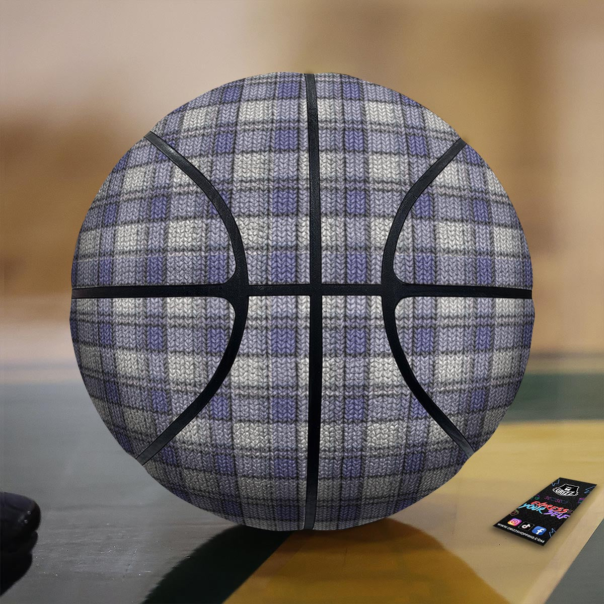 Knitted Tartan Print Pattern Basketball