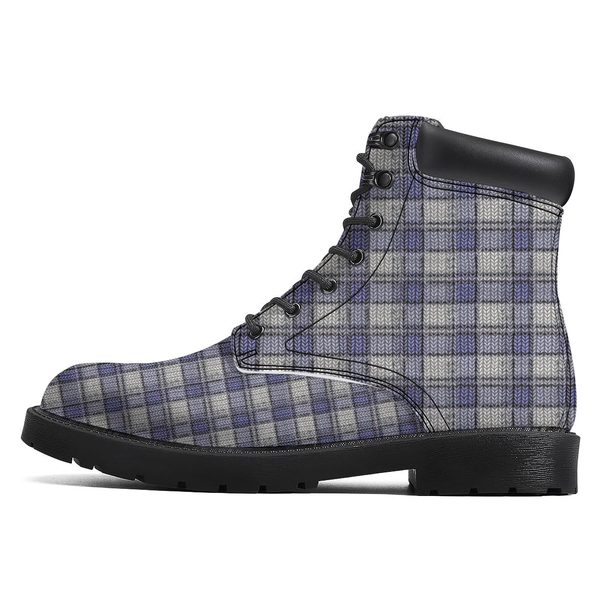 Knitted Tartan Print Pattern Boots-grizzshop