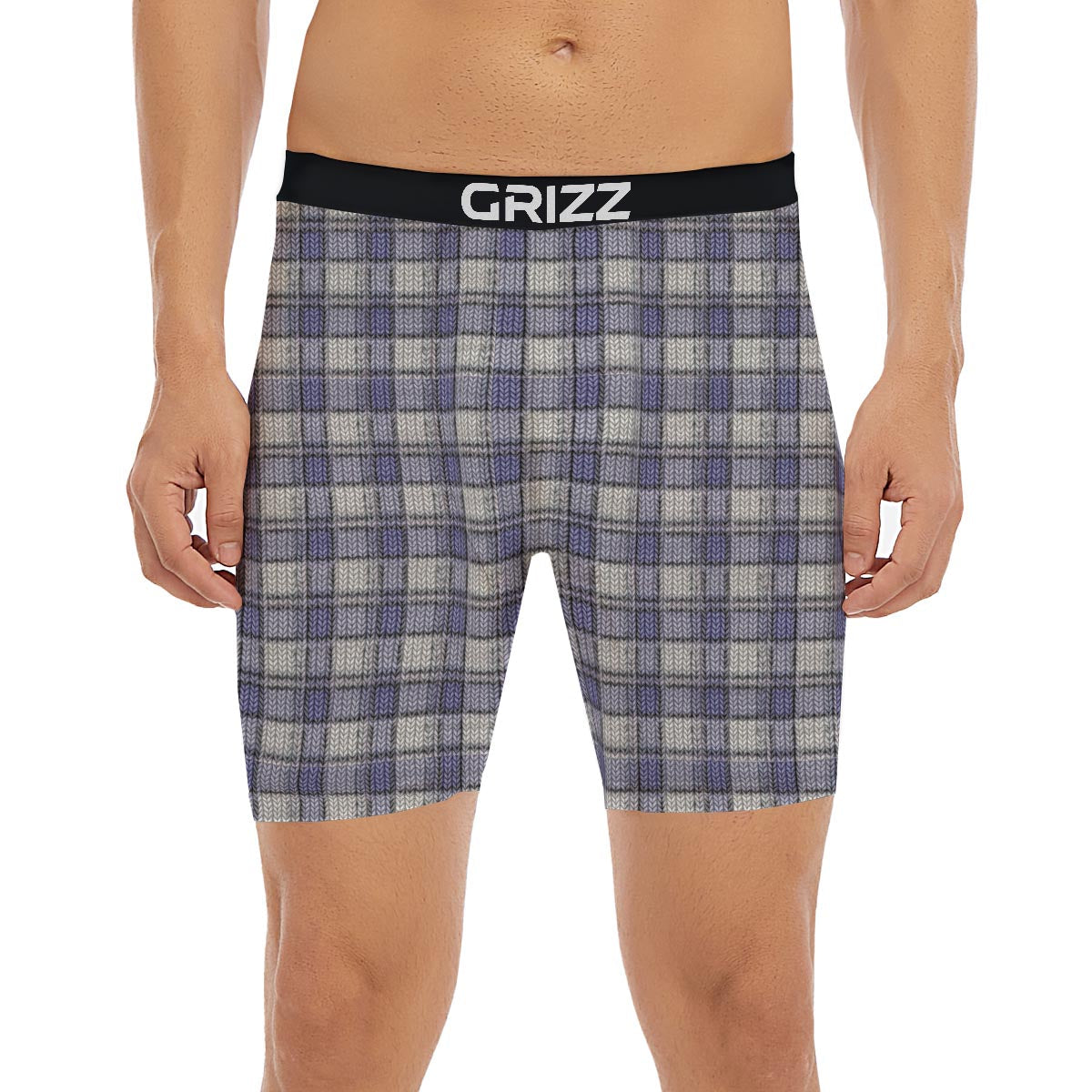 Knitted Tartan Print Pattern Boxer Briefs-grizzshop